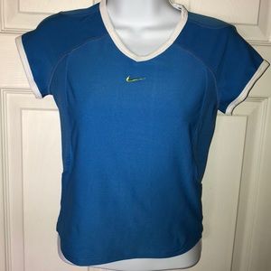 NIKE tennis/workout shirt blue/white trim XS